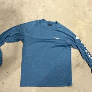 Columbia PFG Long Sleeve Shirt Mens Blue Performance Fishing Gear